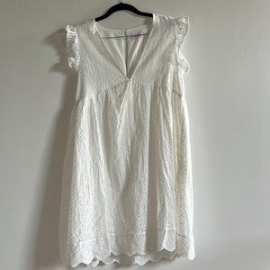 Pink Lily You Found My Heart White Lace Dress Romper